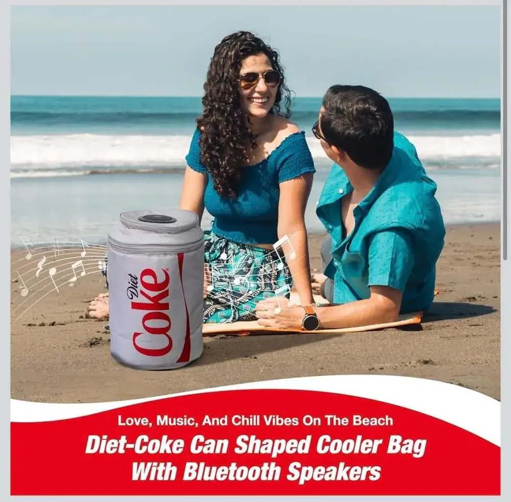 Gabba Goods Diet Coke Can Shaped Cooler Bag with Built-in Bluetooth Speaker